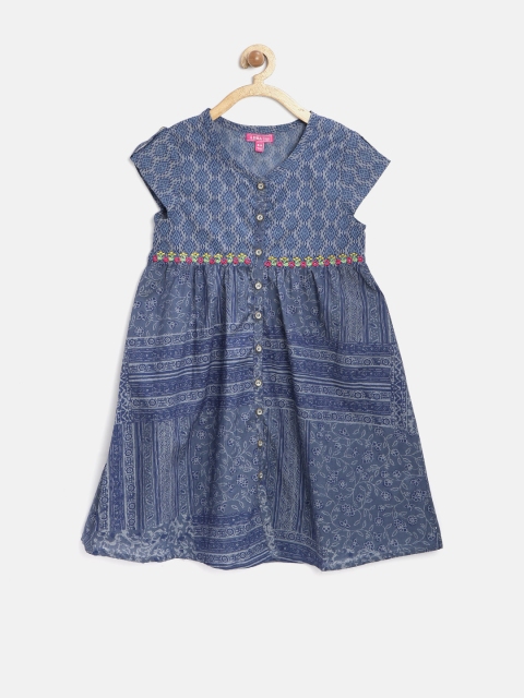 

Biba Girls Blue Printed A-Line Kurta