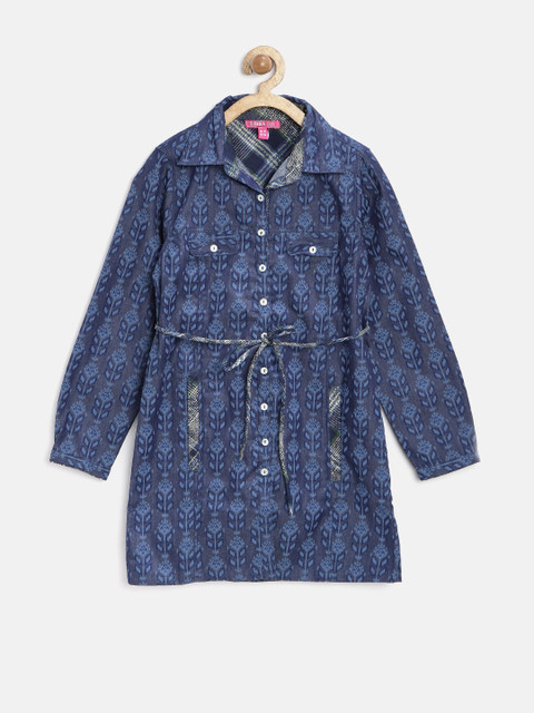 

Biba Girls Navy Regular Fit Printed Tunic Shirt, Navy blue