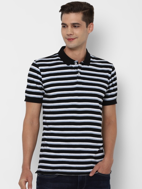 

Allen Solly Men Navy Blue & White Striped Polo Collar T-shirt