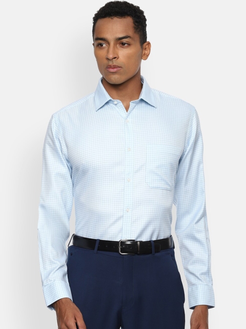 

Van Heusen Men Blue Micro Checked Opaque Formal Shirt