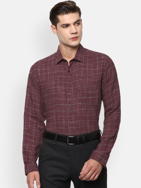 

Van Heusen Men Maroon Opaque Checked Formal Shirt