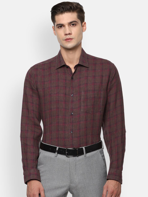 

Van Heusen Men Brown Opaque Checked Formal Shirt