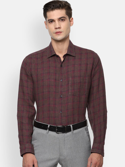 

Van Heusen Men Brown Opaque Checked Formal Shirt