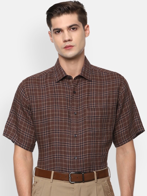

Van Heusen Men Brown Opaque Checked Formal Shirt