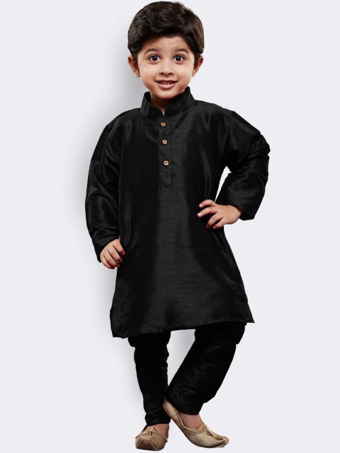 

VASTRAMAY Boys Black Regular Kurti with Dhoti Pants