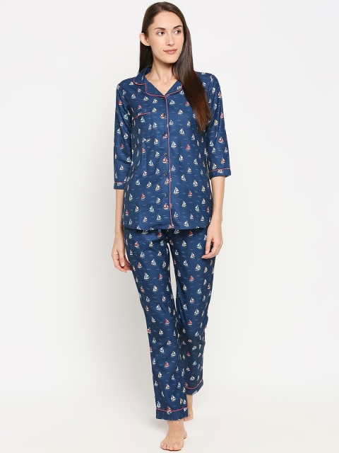 

Blacksmith Women Blue & Red Printed Night suit