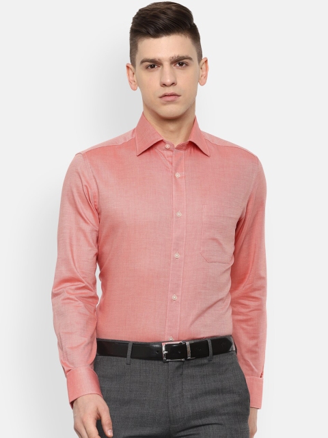 

Louis Philippe Men Red Self Design Formal Shirt