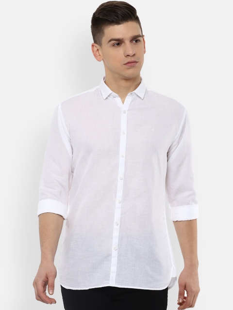 

V Dot Men White Slim Fit Opaque Casual Shirt