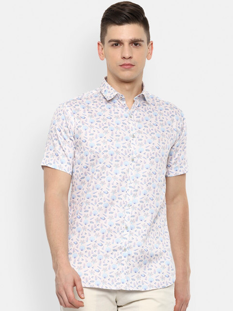 

V Dot Men Cream-Coloured Slim Fit Floral Opaque Printed Casual Shirt