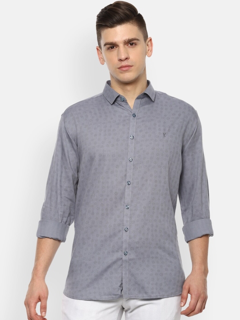 

V Dot Men Grey Slim Fit Opaque Casual Shirt