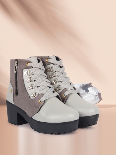 

Alishtezia Grey Suede Block Heeled Boots