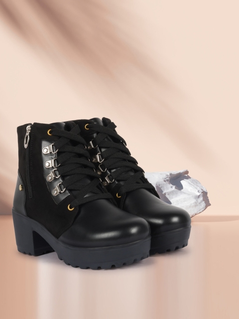 

Alishtezia Black Suede Platform Heeled Boots