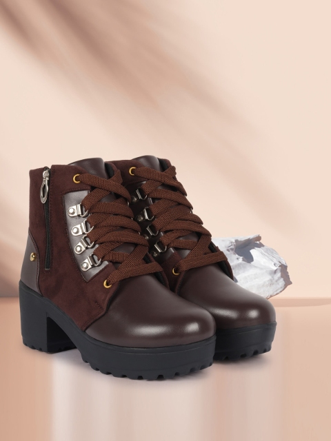 

Alishtezia Brown Suede Platform Heeled Boots