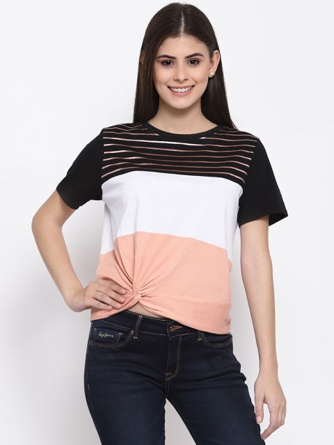 

Pepe Jeans Women Multicoloured & Black Colourblocked Regular Top, Multi
