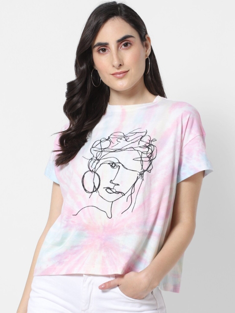 

MARCA Disati Women Multicoloured Dyed and Printed T-shirt, Multi