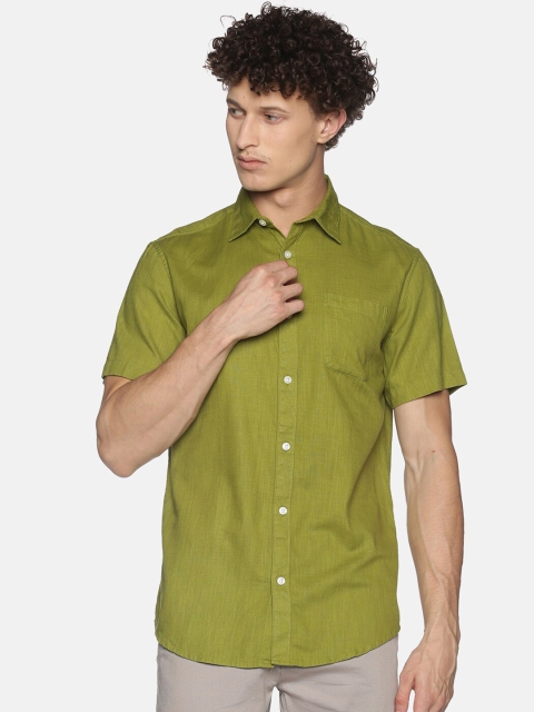 

Balista Men Olive Green Opaque Casual Shirt