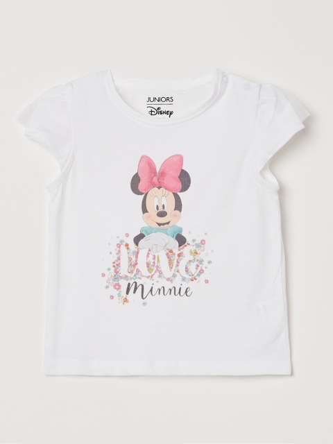 

Juniors by Lifestyle Girls White & Pink Minnie Mouse Printed T-shirt