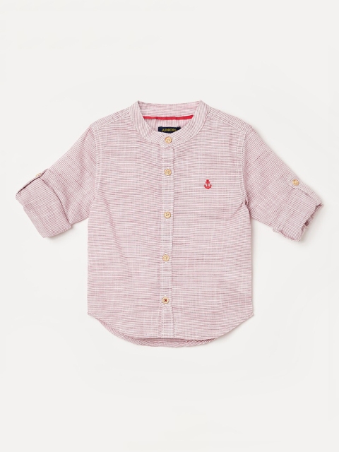 

Juniors by Lifestyle Boys Red Opaque Striped Casual Shirt