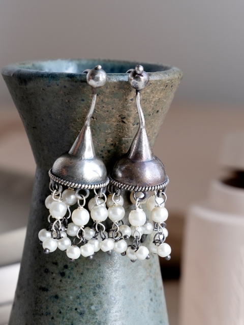 

Infuzze White Contemporary Jhumkas Earrings