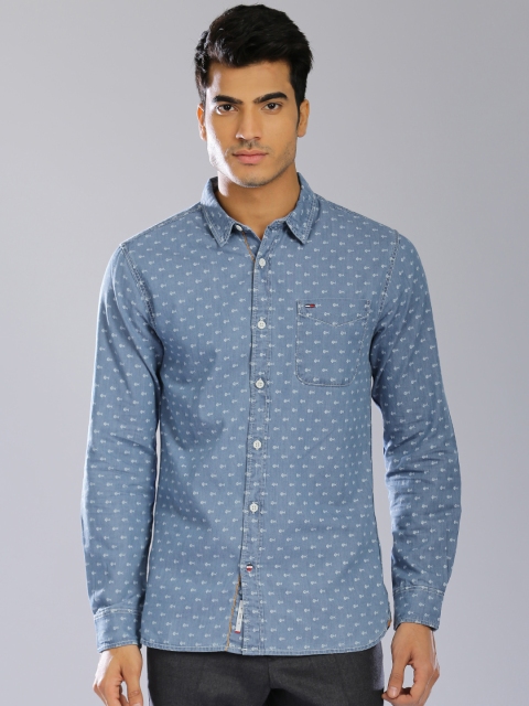 

Tommy Hilfiger Men Blue Denim Regular Fit Printed Casual Shirt