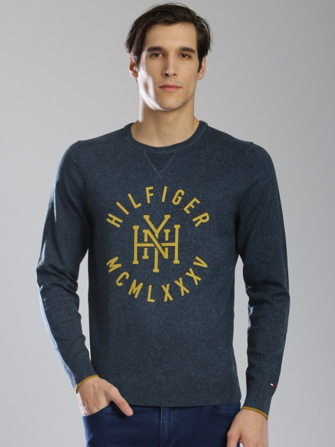 

Tommy Hilfiger Men Blue Flock Print Sweater