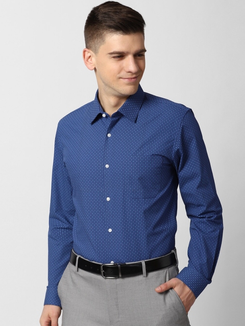 

Peter England Men Blue Slim Fit Opaque Printed Casual Shirt