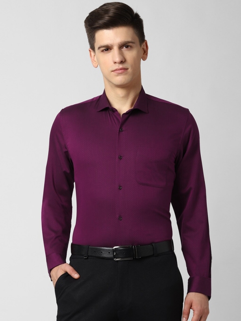 

Peter England Men Purple Slim Fit Self Design Cotton Formal Shirt