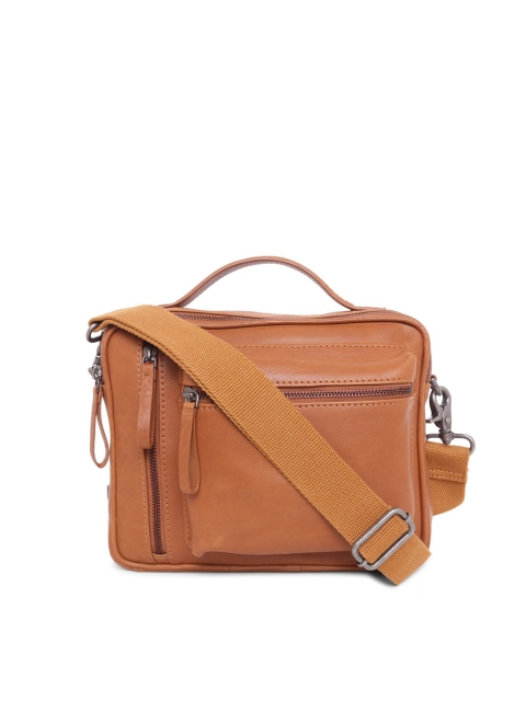 

TOM LANG LONDON Unisex Tan Solid Dual Front Pocket Cross Body Bag