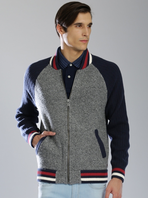 

Tommy Hilfiger Men Grey & Navy Colourblocked Cardigan