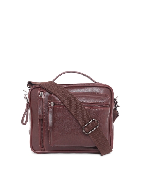 

TOM LANG LONDON Unisex Burgundy Textured Messenger Bag