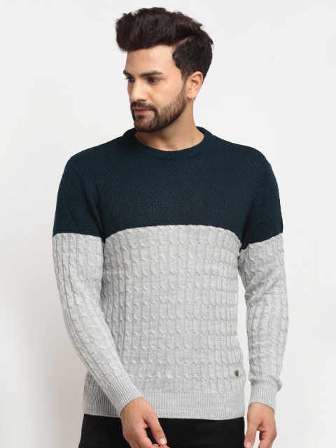 

Club York Men Blue & Grey Colourblocked Pullover