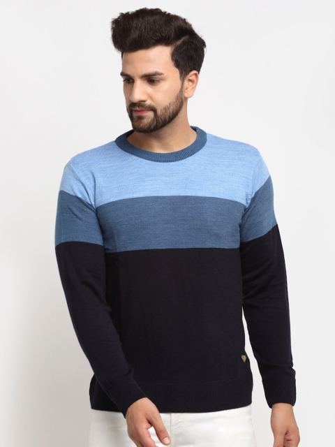 

Club York Men Navy Blue Colourblocked Pullover