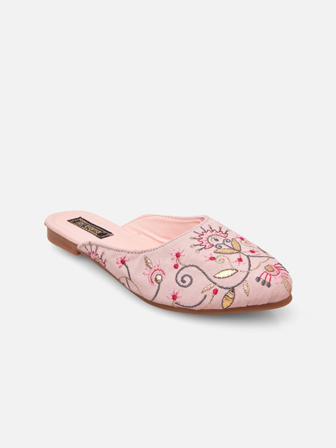 

Kiana Women Pink Embellished Leather Ethnic Mules