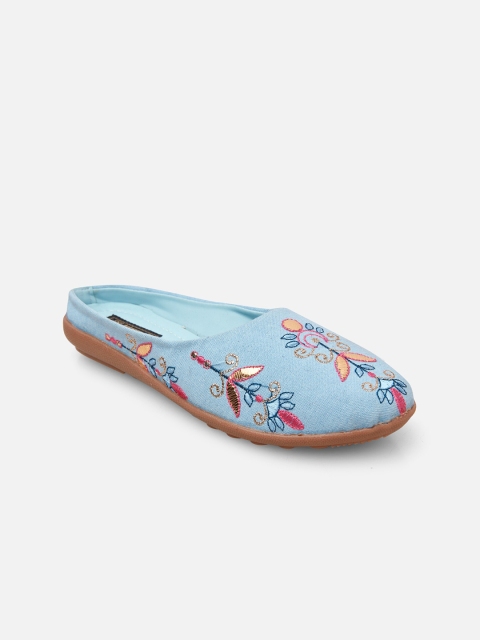 

Kiana Women Blue Embellished Mojaris Flats