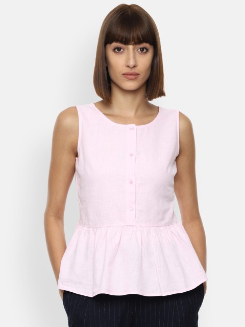 

Van Heusen Woman Pink Solid Peplum Top