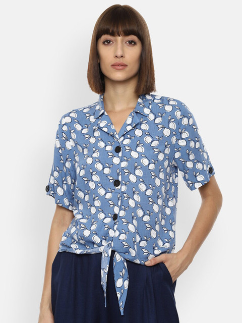 

Van Heusen Woman Blue Conversational Printed Shirt Style Top