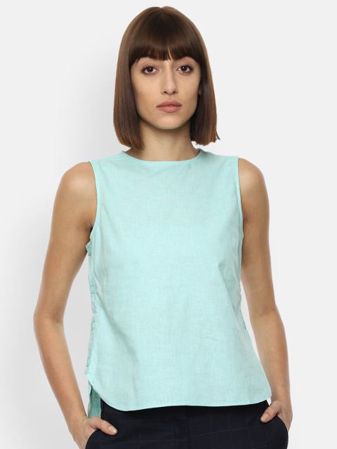 

Van Heusen Woman Sea Green Solid Sleeveless Regular Top