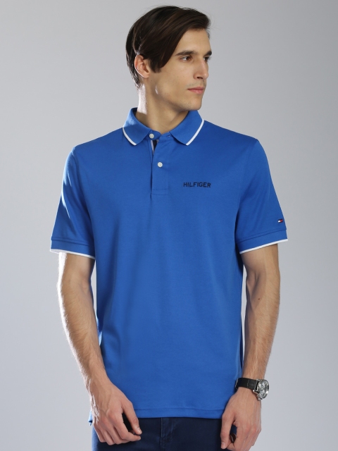 

Tommy Hilfiger Men Blue Solid Classic Fit Polo T-shirt