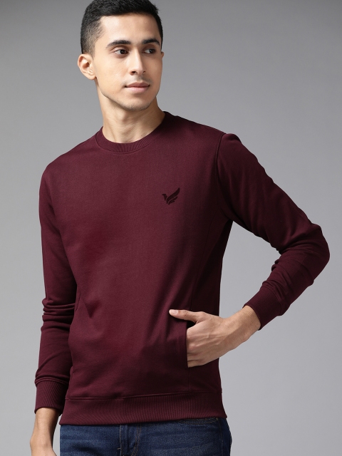 

Blackberrys Men Burgundy Pure Cotton Solid Sweatshirt
