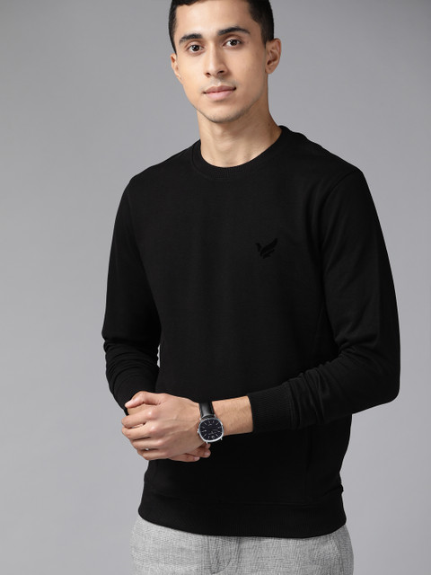 

Blackberrys Men Black Solid Pure Cotton Sweatshirt