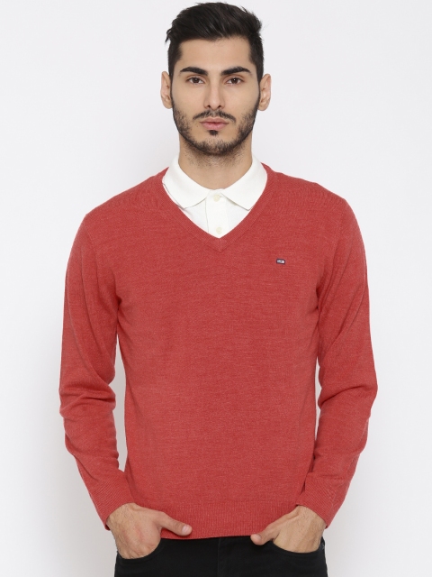 

Arrow Men Coral Red Solid Sweater