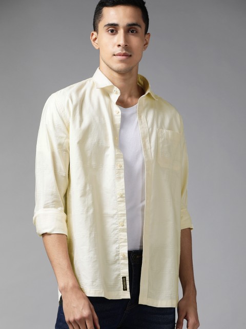 

Blackberrys Men Yellow India Slim Fit Checked Opaque Pure Cotton Casual Shirt