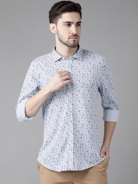 

Blackberrys Men Blue Pure Cotton Trim Fit Floral Print Casual Shirt
