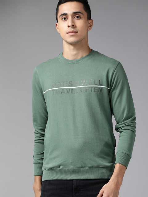 

Blackberrys Men Green Printed Pure Cotton Sweatshirt