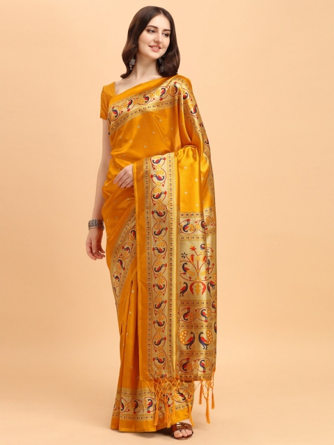 

KALINI Yellow & Gold-Toned Ethnic Motifs Art Silk Saree