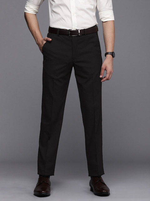 

Louis Philippe Men Black Slim Fit Low-Rise Formal Trousers