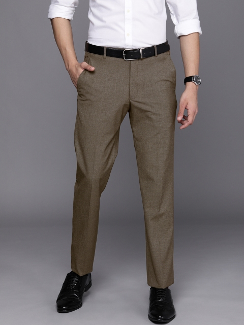 

Louis Philippe Men Brown Slim Fit Low-Rise Formal Trousers