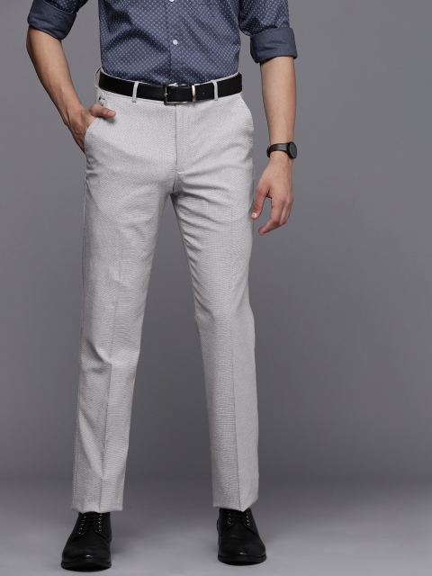 

Louis Philippe Men Grey Slim Fit Low-Rise Formal Trousers