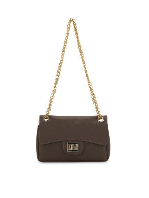 

Toteteca Brown PU Structured Sling Bag with Quilted