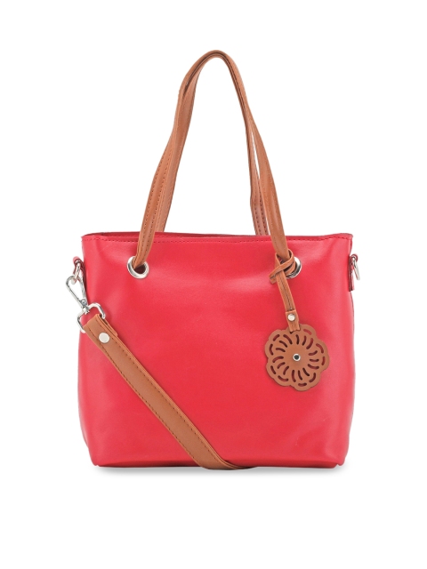 

Toteteca Pink PU Structured Handheld Bag with Cut Work